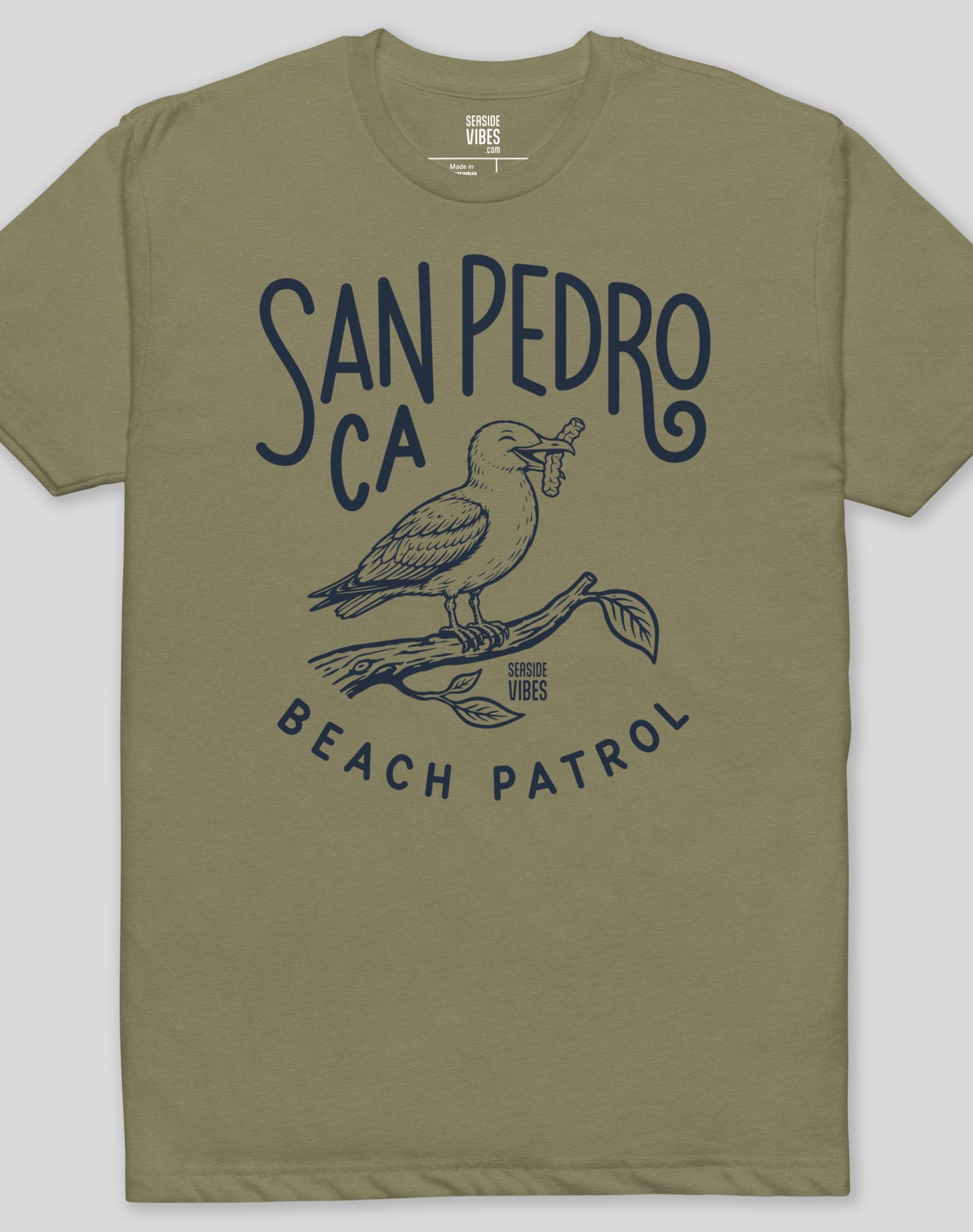 San Pedro Beach Patrol Seagull Tee - Cotton Blend | Military Green
