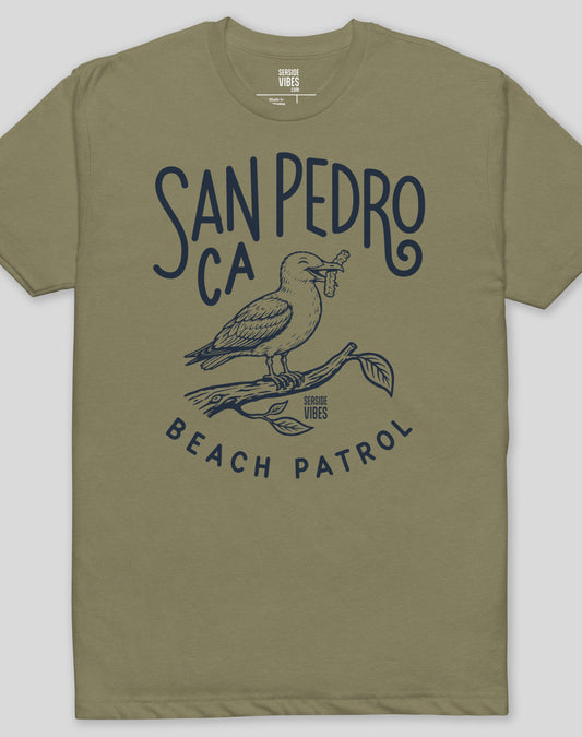 San Pedro Beach Patrol Seagull Tee - Cotton Blend | Military Green