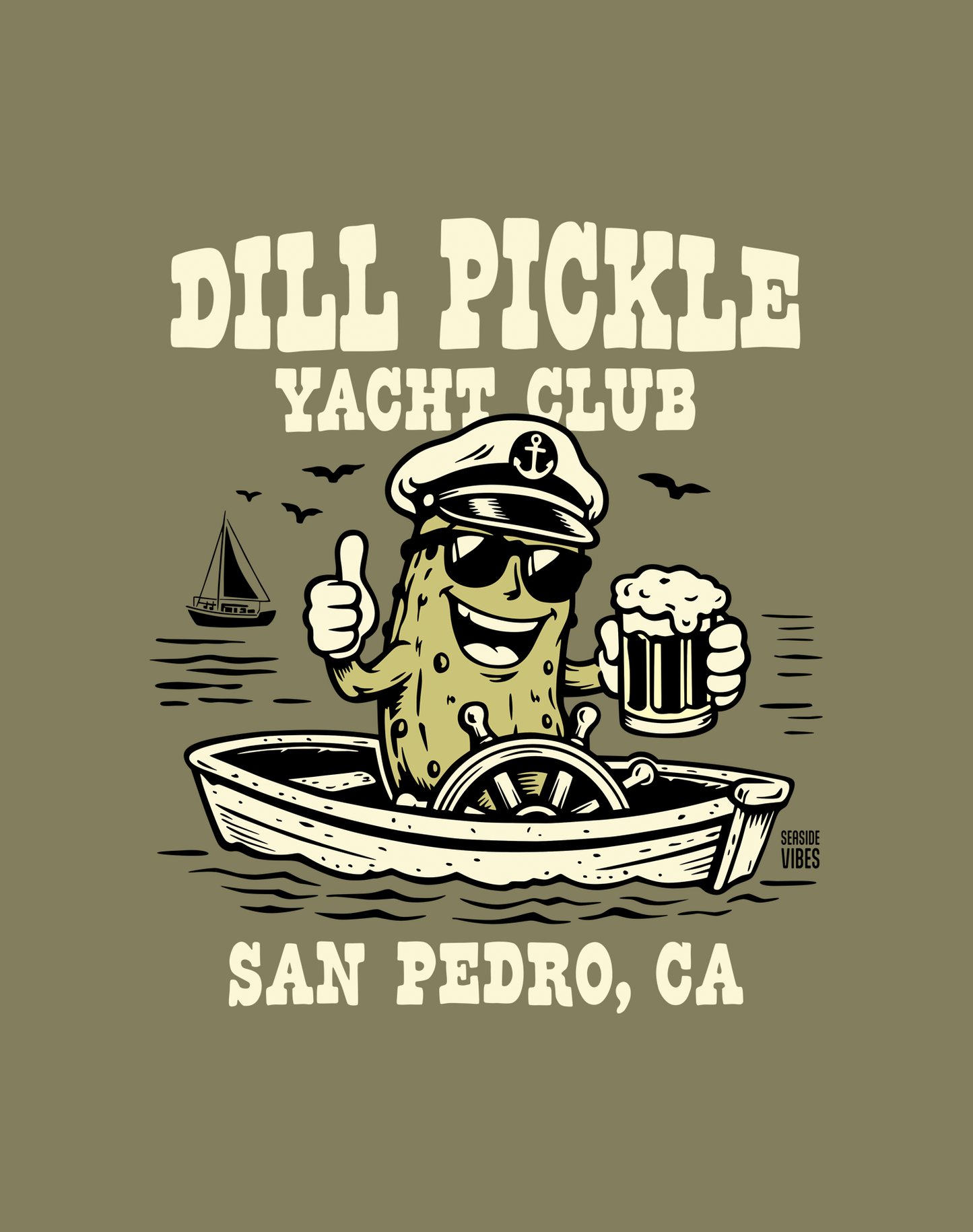San Pedro Dill Pickle Yacht Club Tee - Cotton Blend | Military Green