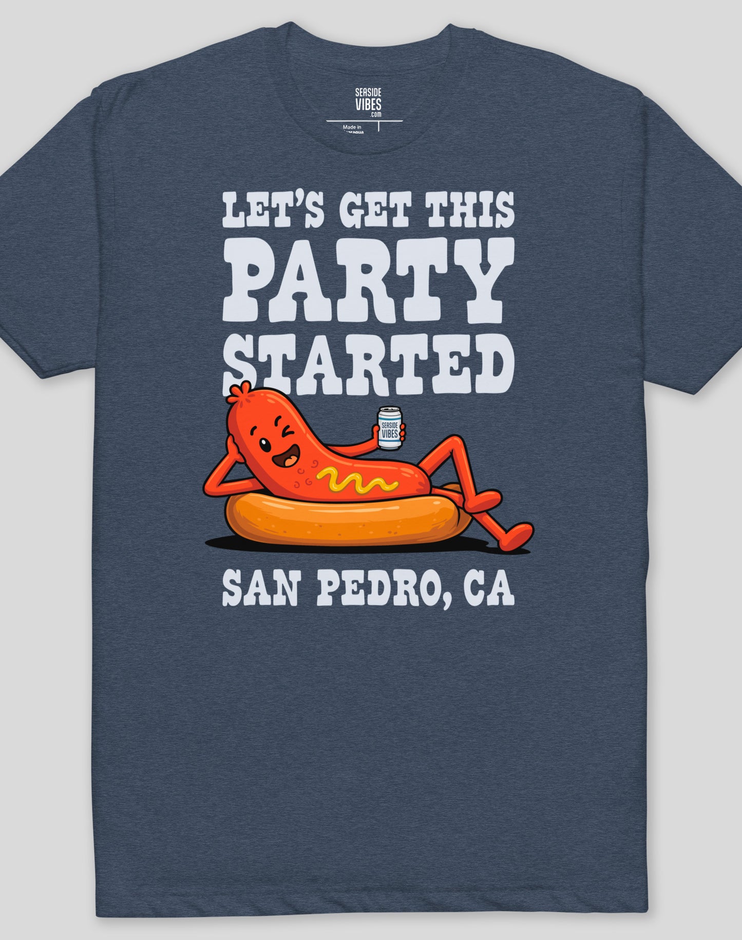 Let's Get This Party Started San Pedro Hot Dog Tee - Cotton Blend | Midnight Navy
