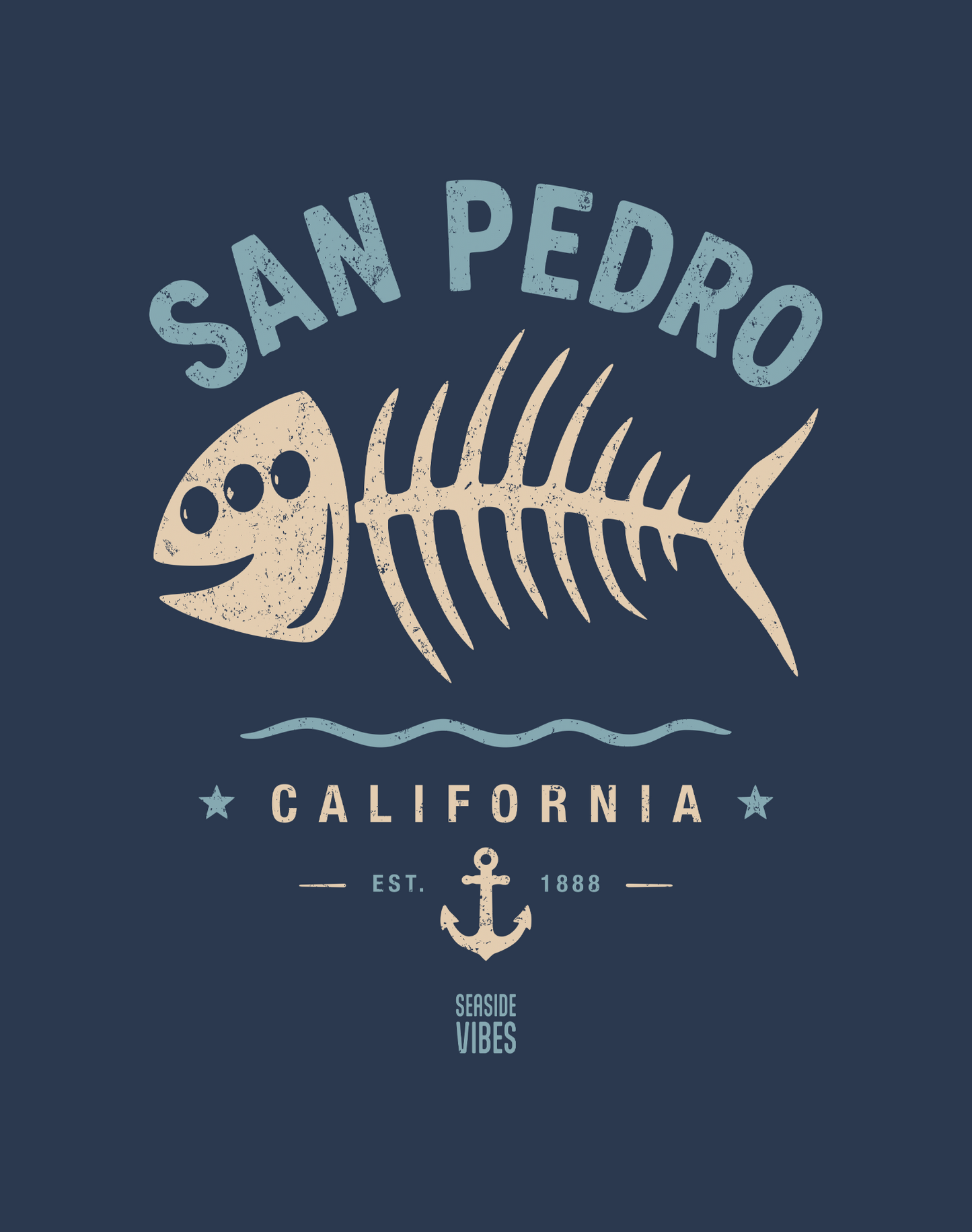 San Pedro 3-Eyed Fish Bones Tee - Cotton Blend | Midnight Navy