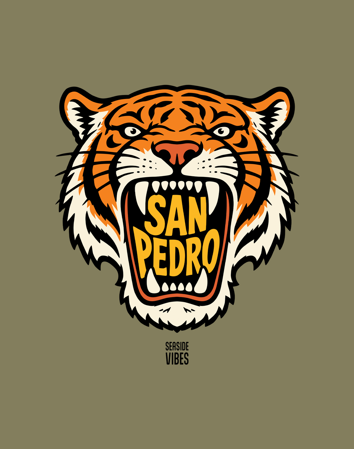 San Pedro AF Tiger Tee - Cotton Blend | Military Green