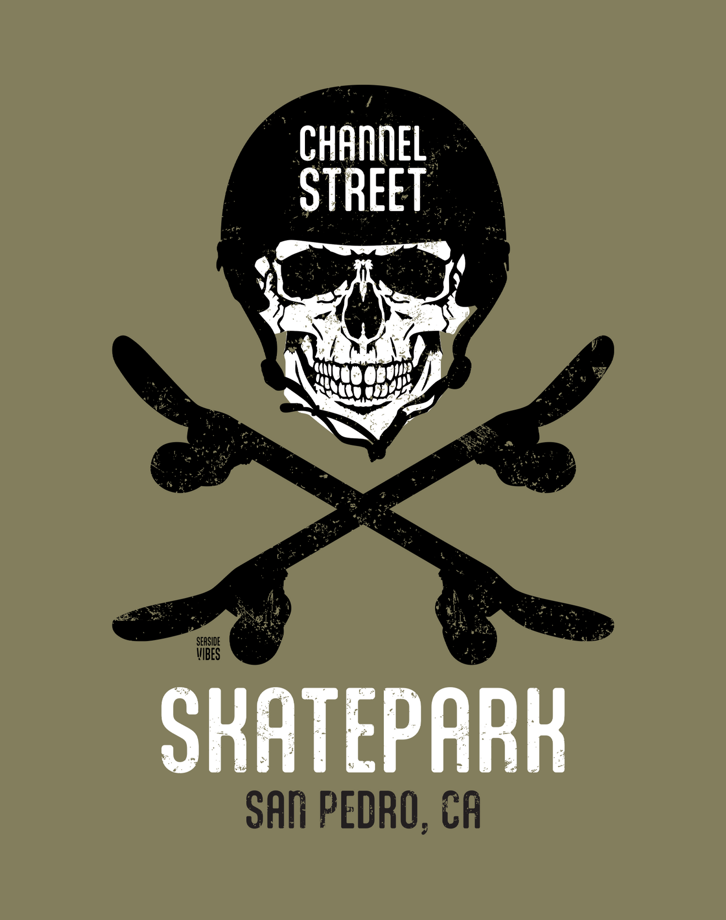 Channel Street Skatepark San Pedro Tee - Cotton Blend | Military Green