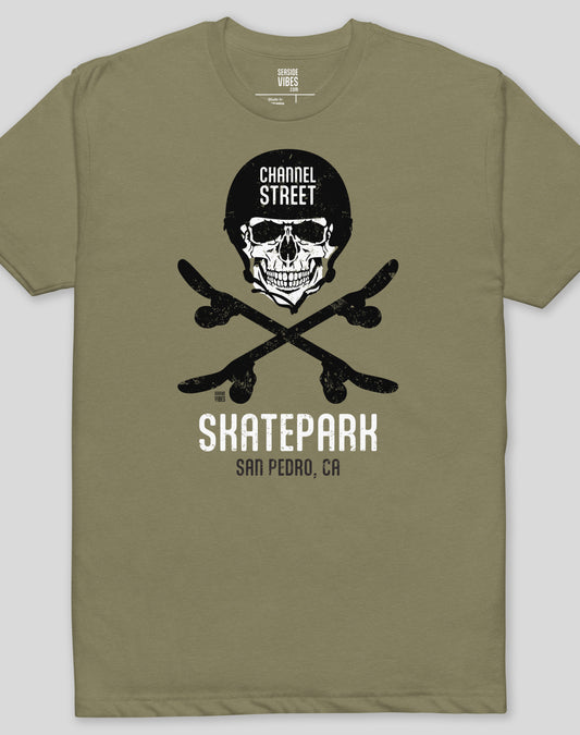 Channel Street Skatepark San Pedro Tee - Cotton Blend | Military Green