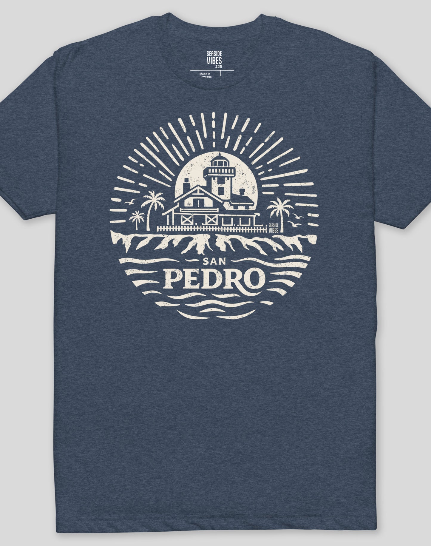 Point Fermin Lighthouse Sunrise Tee - Cotton Blend | Midnight Navy