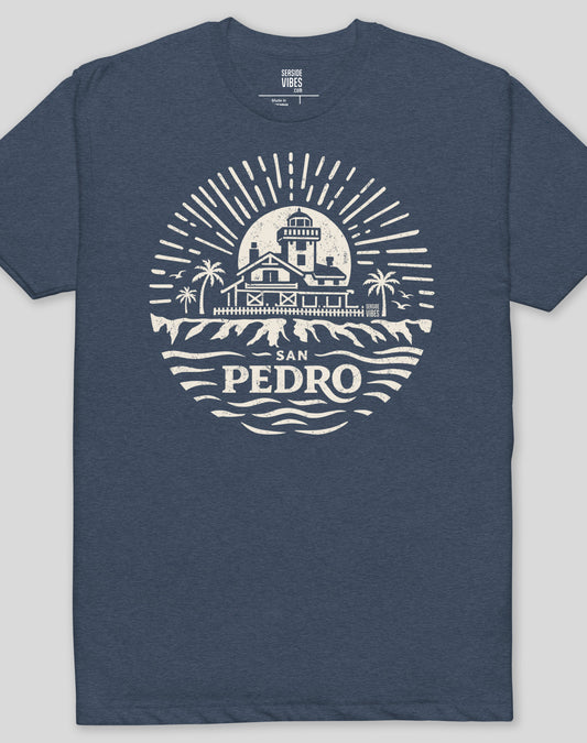 Point Fermin Lighthouse Sunrise Tee - Cotton Blend | Midnight Navy
