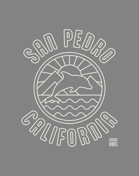 San Pedro Dolphin Sunrise Tee - Cotton Blend | Dark Heather Gray