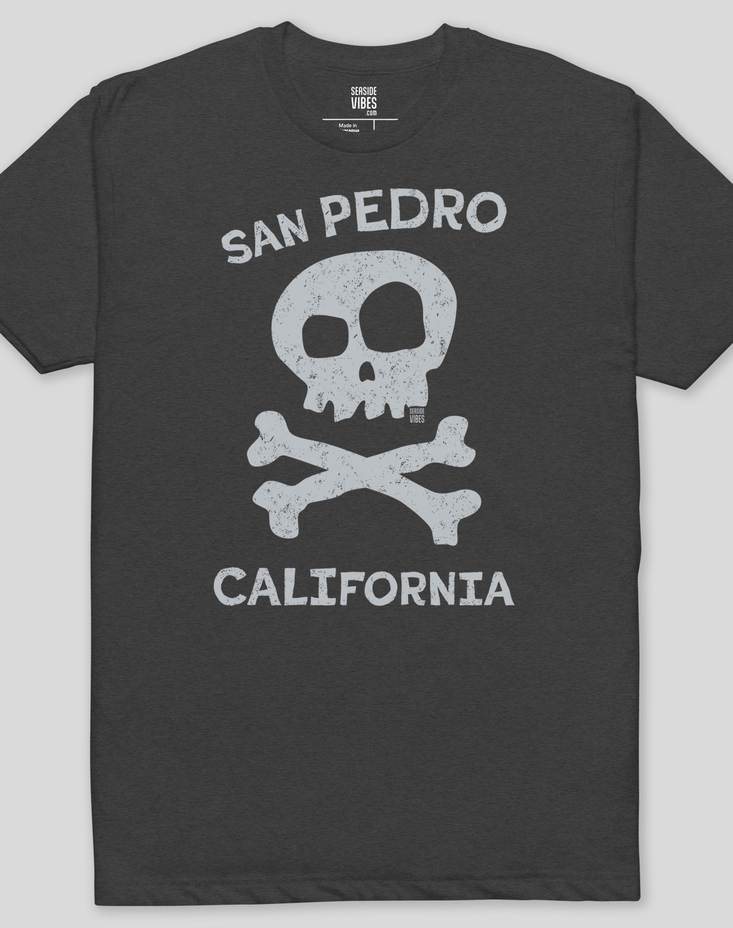 San Pedro Skull & Bones Tee - Cotton Blend | Charcoal