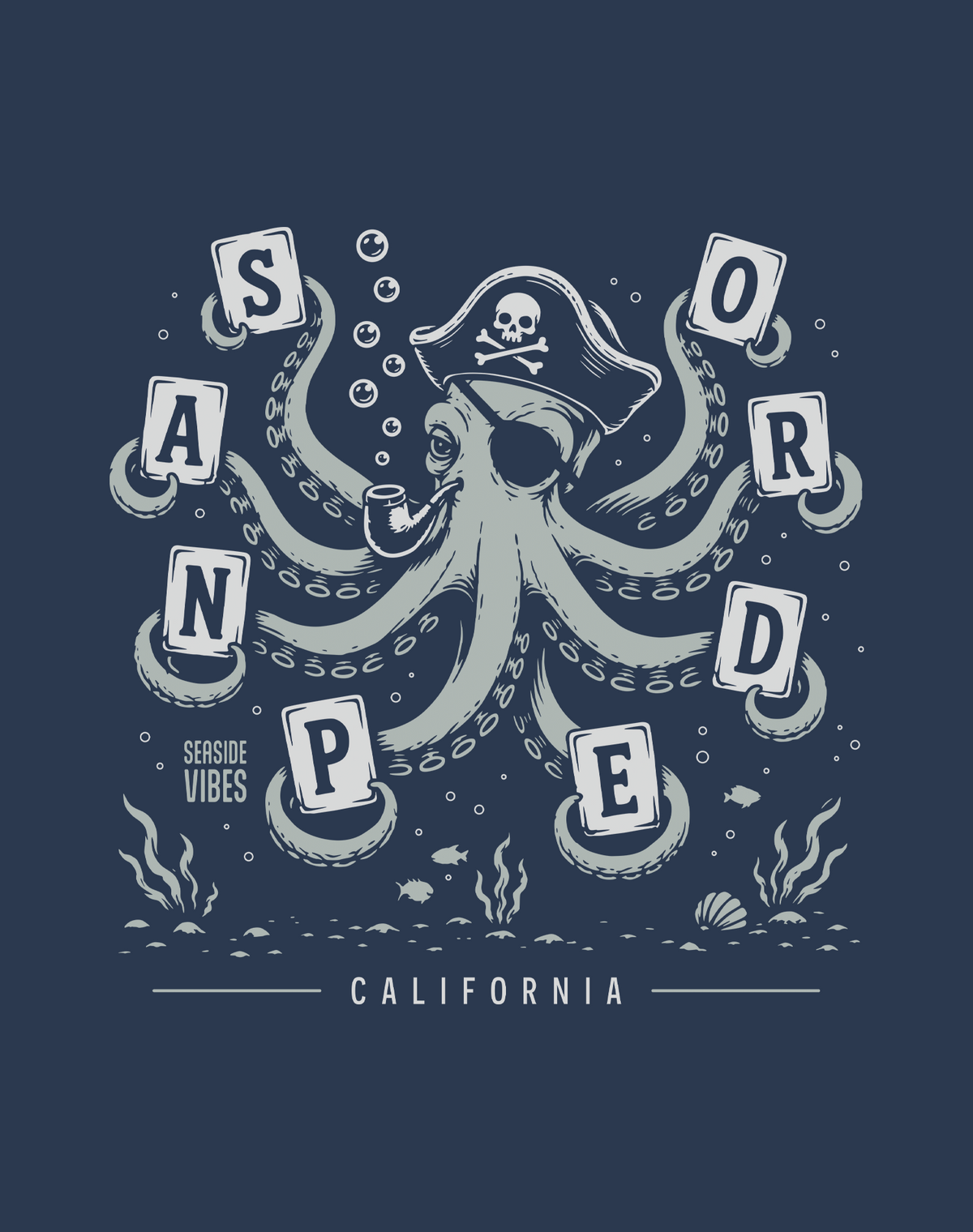 San Pedro Wheel of Misfortune Tee - Cotton Blend | Midnight Navy