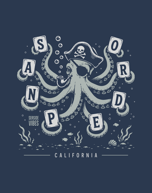 San Pedro Wheel of Misfortune Tee - Cotton Blend | Midnight Navy