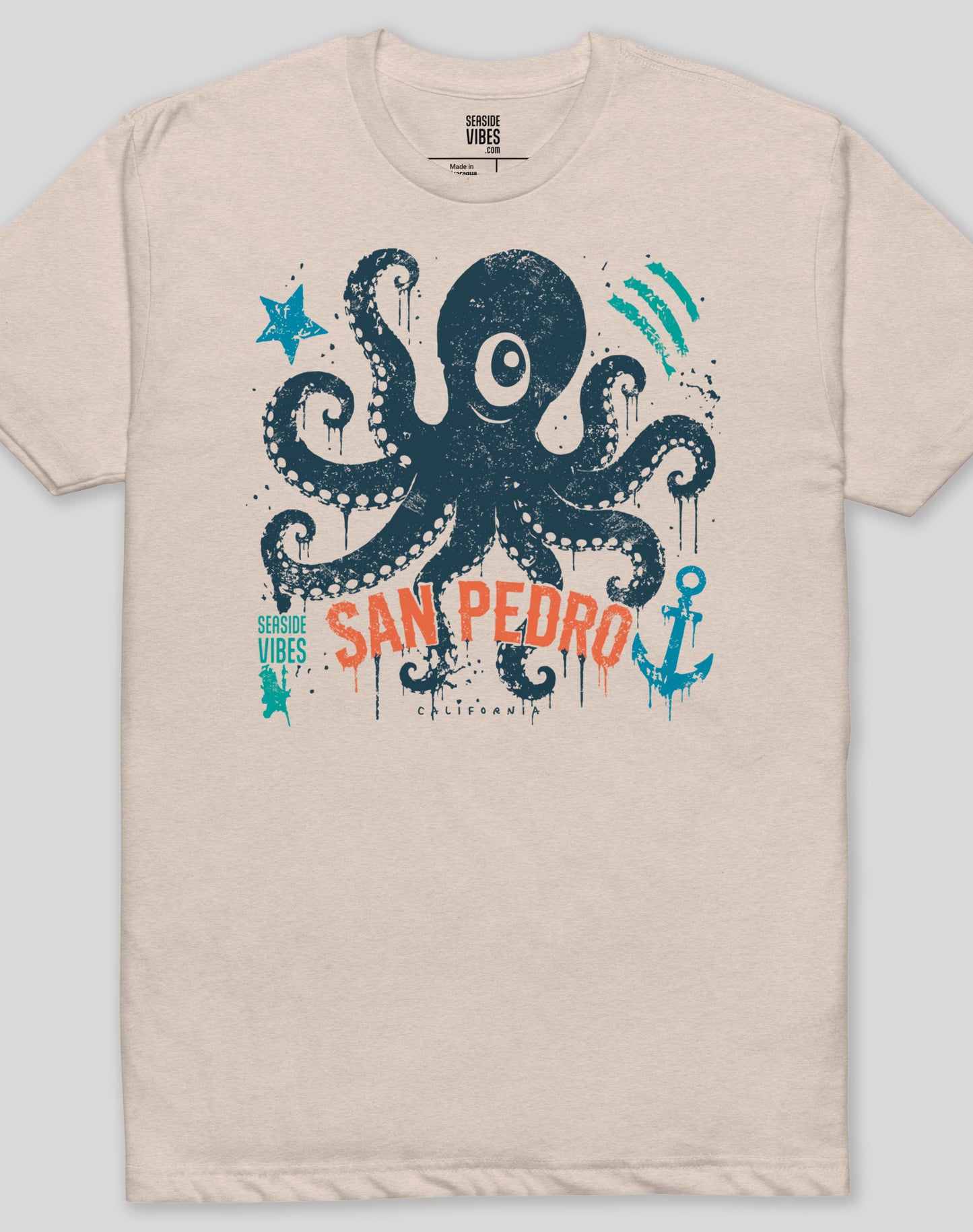 San Pedro One-Eyed Octopus Tee - Cotton Blend | Sand