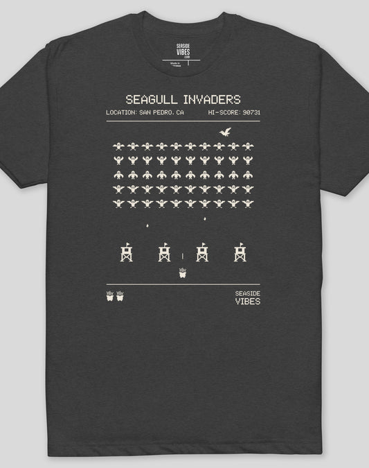 San Pedro Seagull Invaders Tee - Cotton Blend | Charcoal