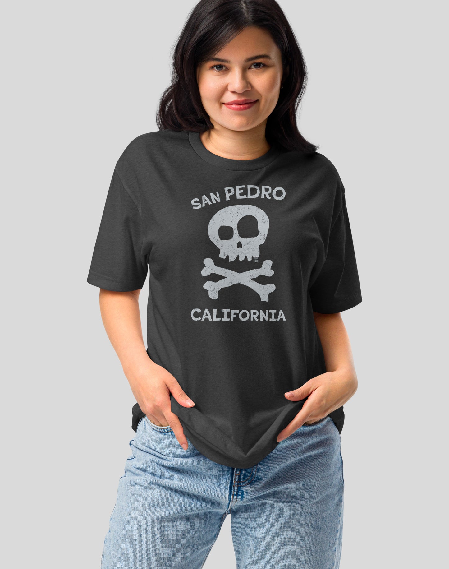 San Pedro Skull & Bones Tee - Cotton Blend | Charcoal