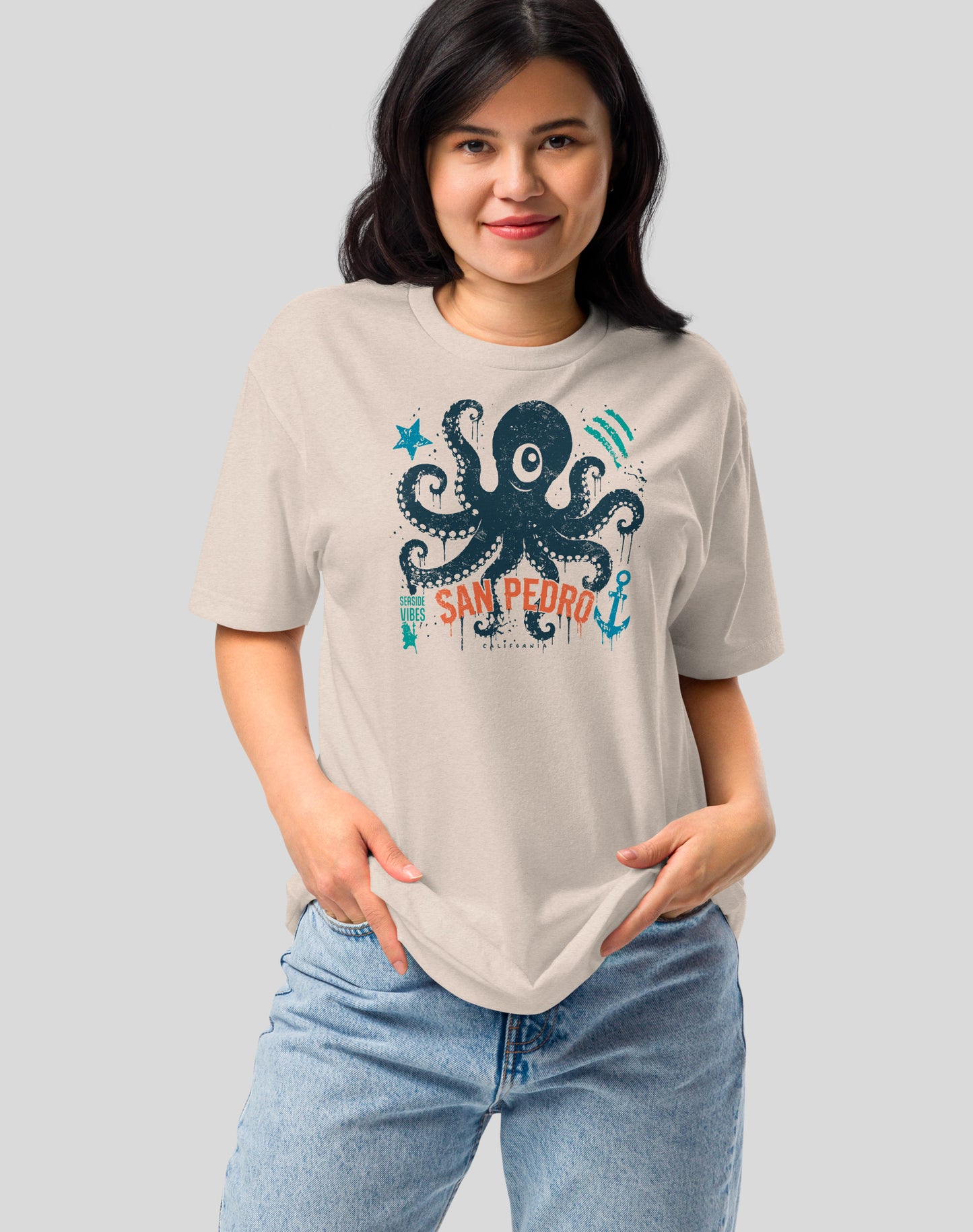 San Pedro One-Eyed Octopus Tee - Cotton Blend | Sand