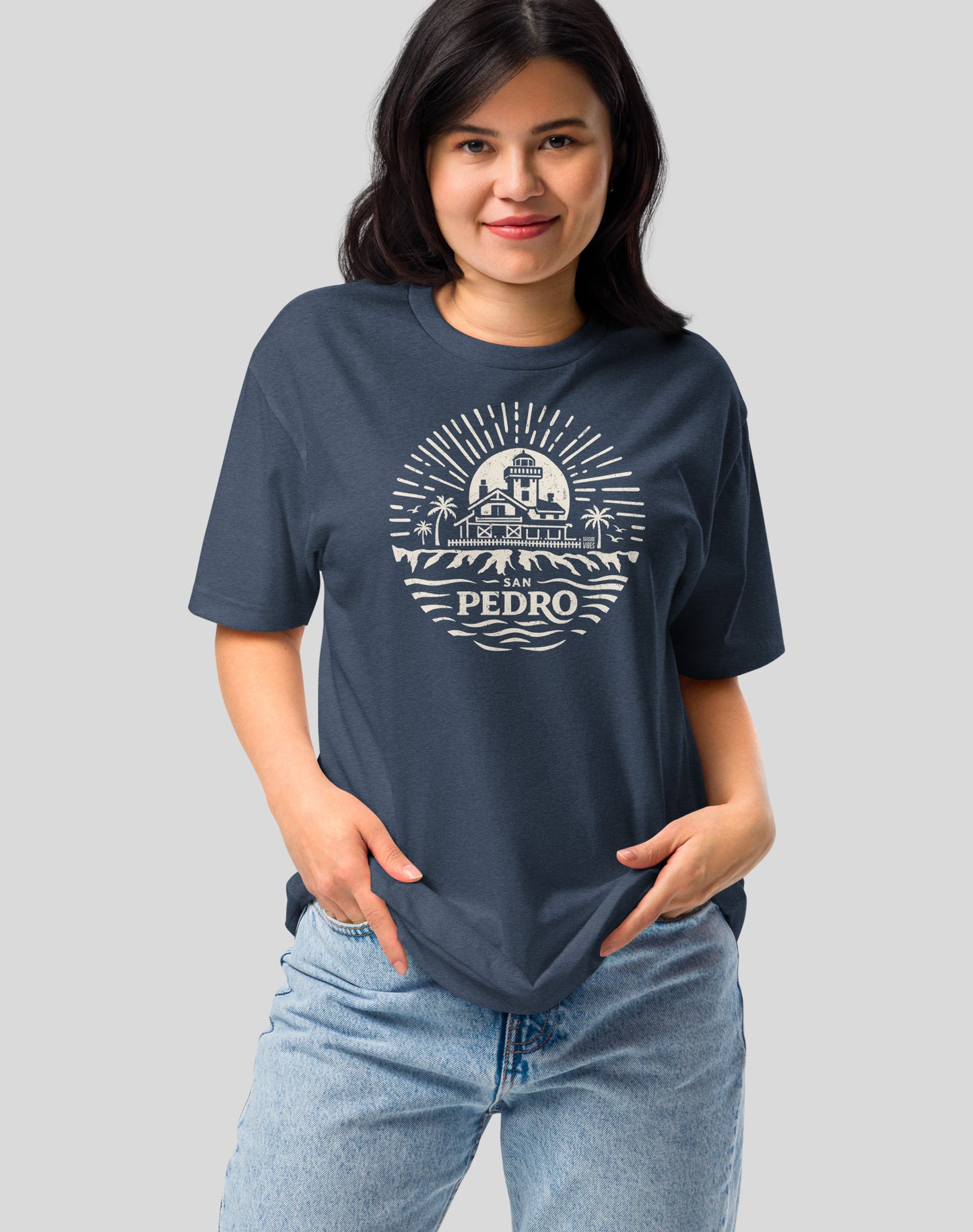 Point Fermin Lighthouse Sunrise Tee - Cotton Blend | Midnight Navy