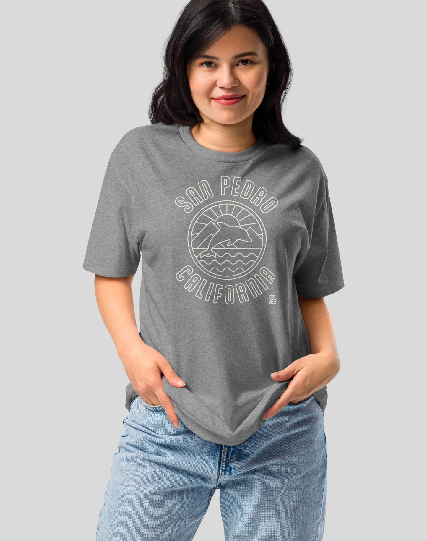 San Pedro Dolphin Sunrise Tee - Cotton Blend | Dark Heather Gray