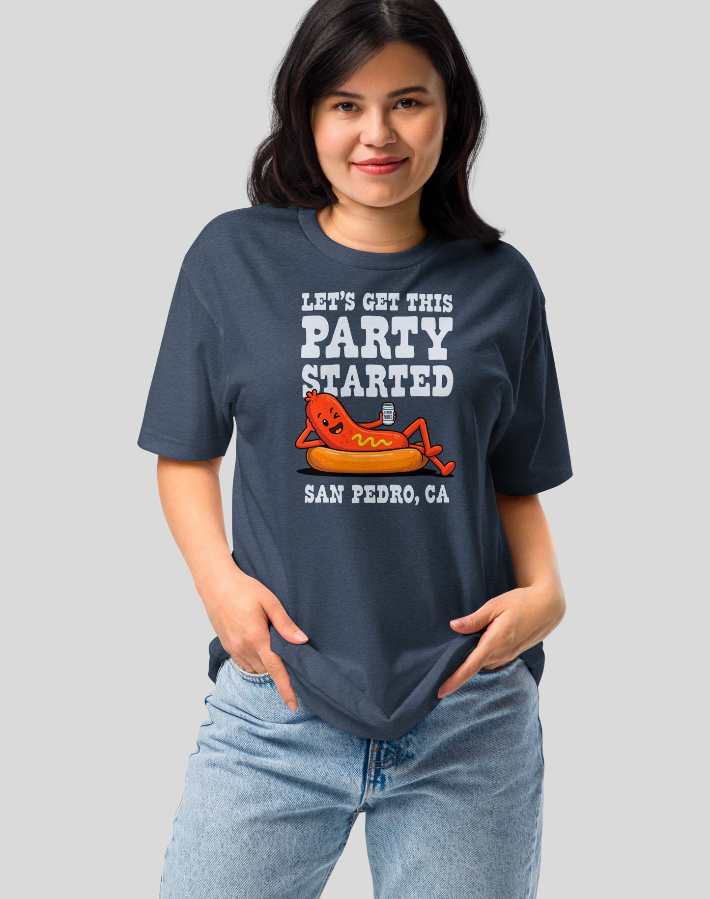 Let's Get This Party Started San Pedro Hot Dog Tee - Cotton Blend | Midnight Navy