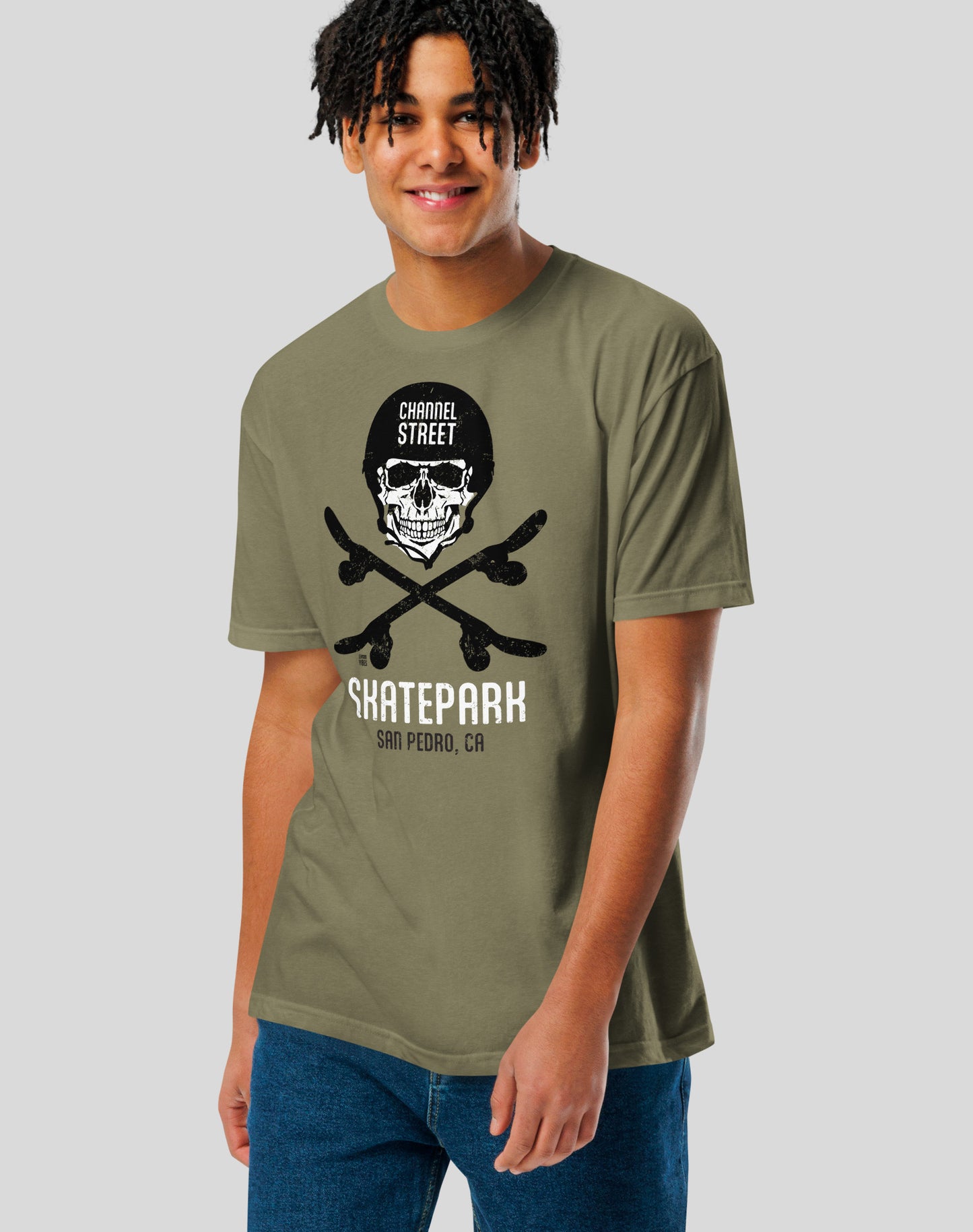 Channel Street Skatepark San Pedro Tee - Cotton Blend | Military Green