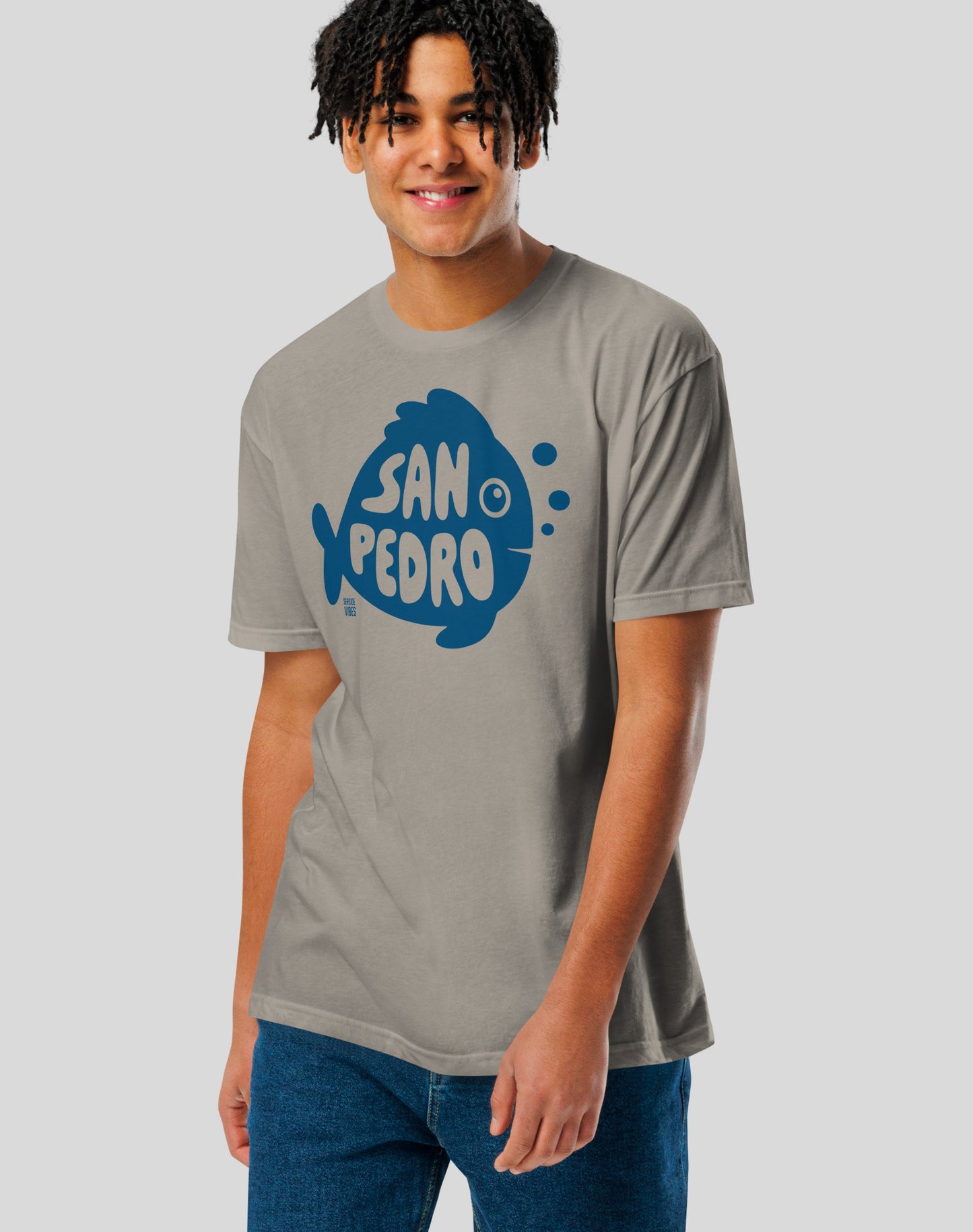 San Pedro Flounder Tee - Cotton Blend | Stone Grey