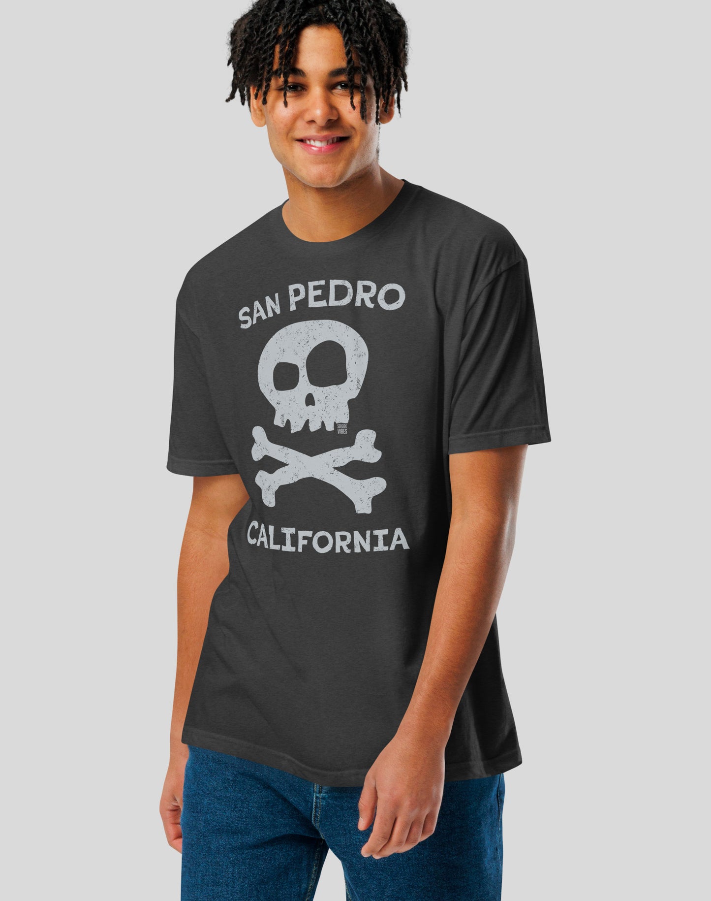 San Pedro Skull & Bones Tee - Cotton Blend | Charcoal