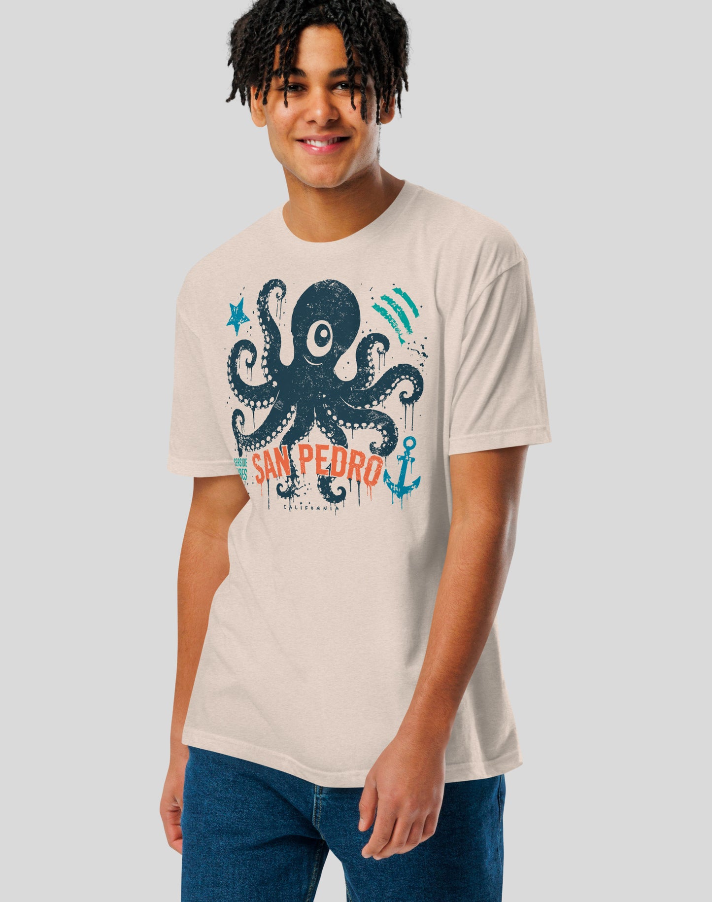 San Pedro One-Eyed Octopus Tee - Cotton Blend | Sand