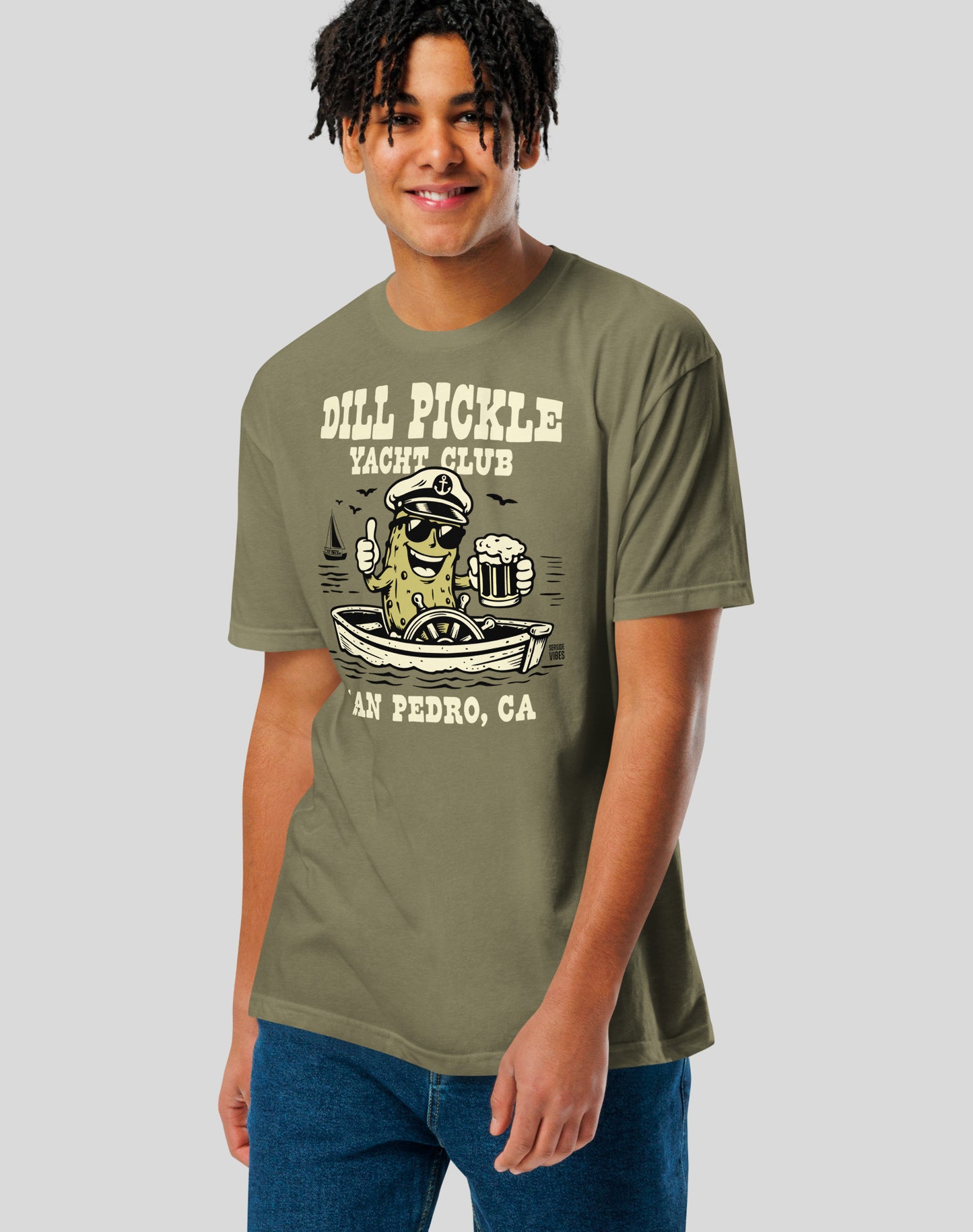 San Pedro Dill Pickle Yacht Club Tee - Cotton Blend | Military Green