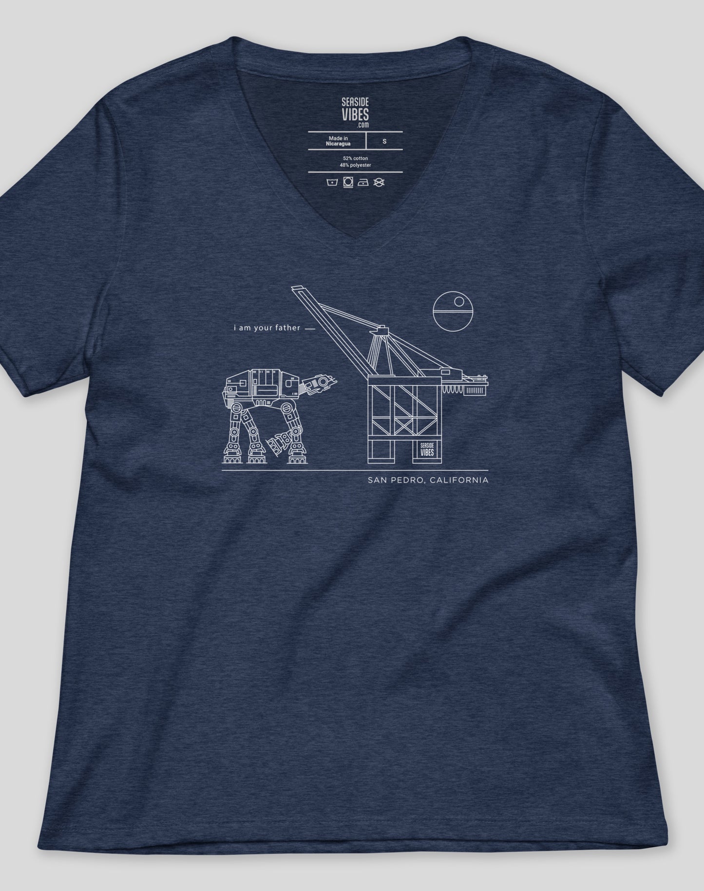 V-Neck: San Pedro I Am Your Father Tee | Heather Navy