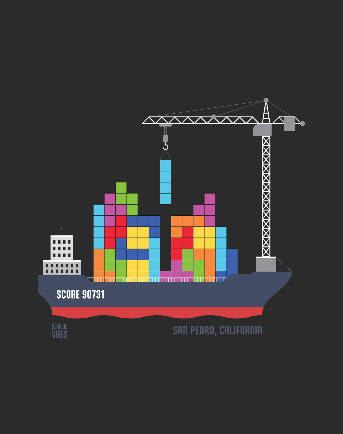 V-Neck: San Pedro Tetris Tee | Dark Grey Heather