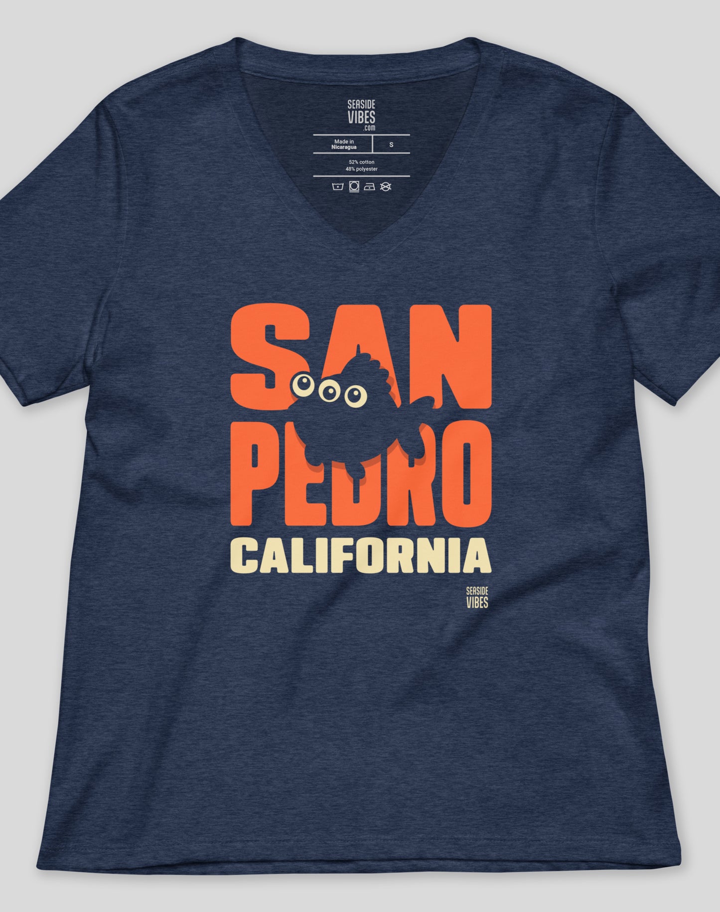 V-Neck: All Eyes on Pedro Tee | Heather Navy
