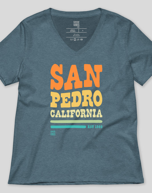 V-Neck: San Pedro Vibes Tee | Heather Slate