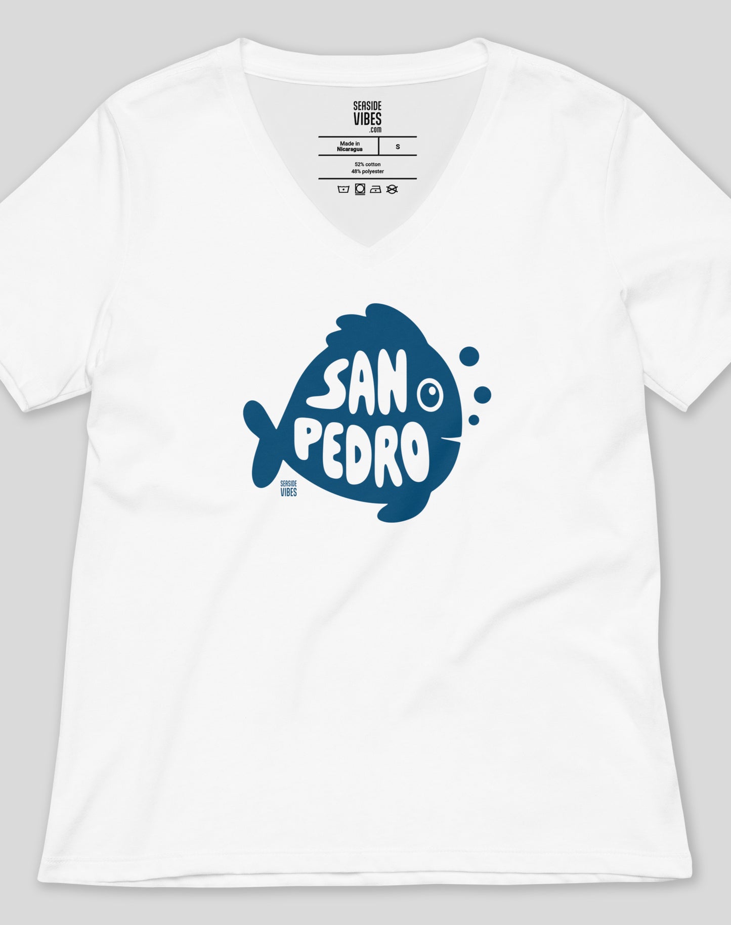 V-Neck: San Pedro Flounder Tee | White