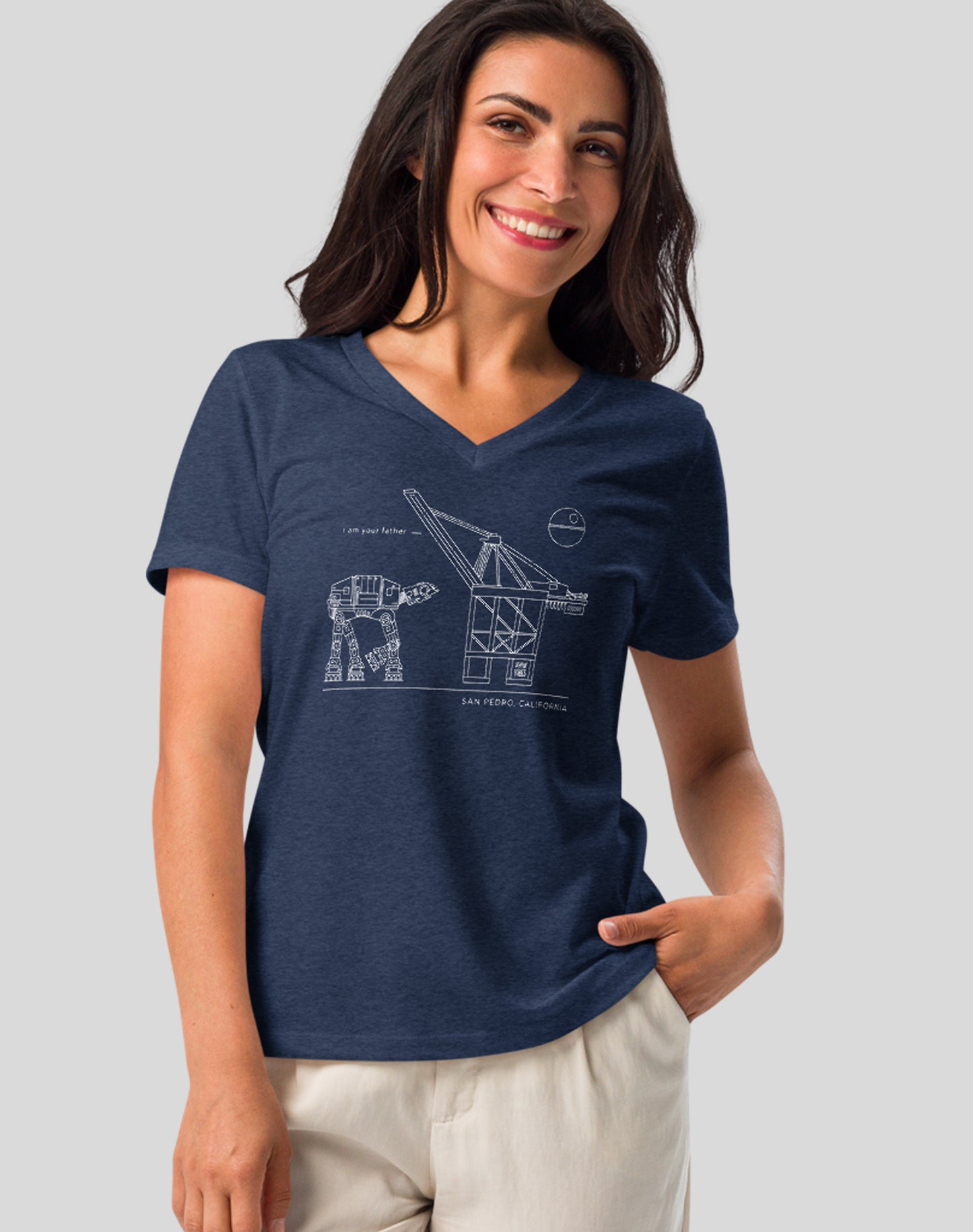 V-Neck: San Pedro I Am Your Father Tee | Heather Navy