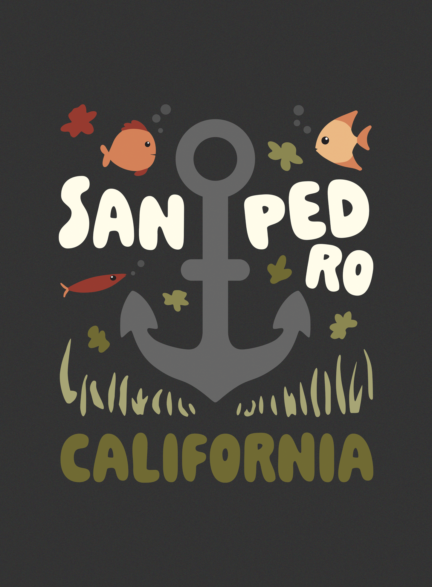 V-Neck: San Pedro Anchor Tee - Dark Grey Heather
