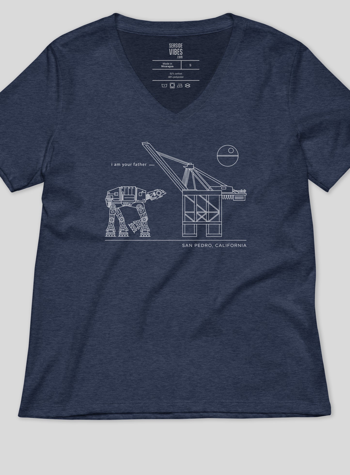 V-Neck: San Pedro I Am Your Father Tee - Heather Navy