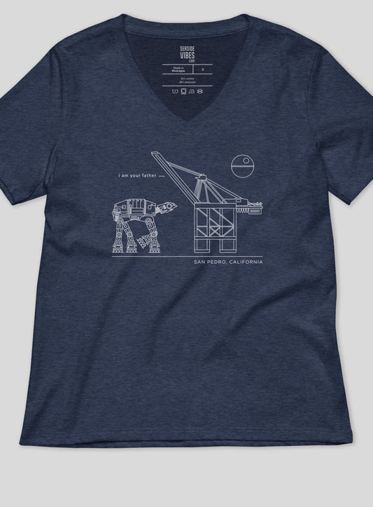 V-Neck: San Pedro I Am Your Father Tee - Heather Navy