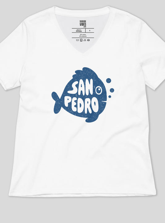 V-Neck: San Pedro Flounder Tee - White