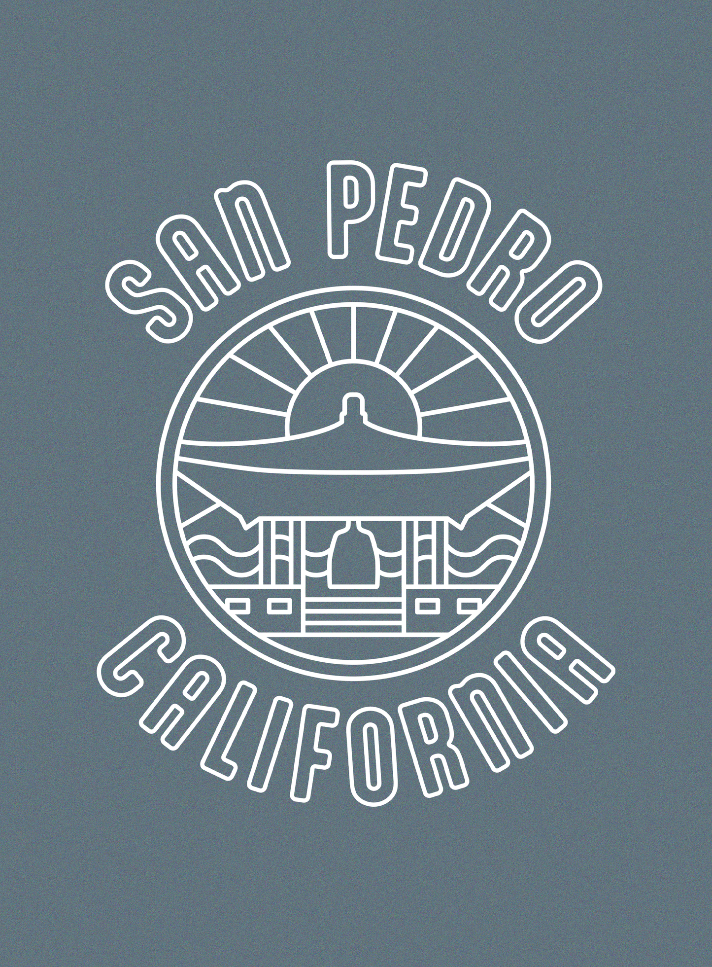 V-Neck: San Pedro - Korean Bell of Friendship Tee - Heather Slate