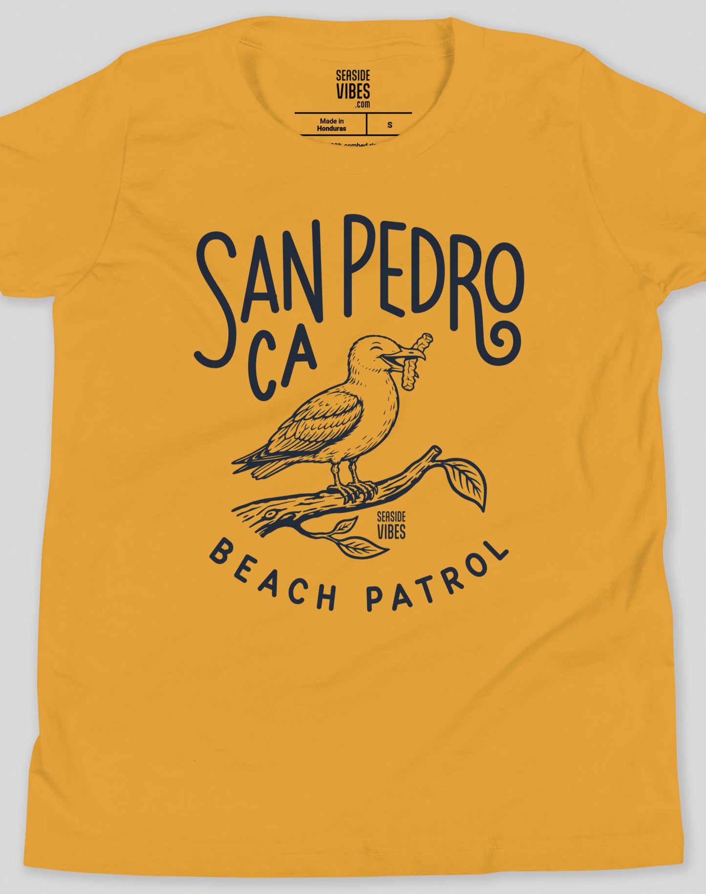 Youth: San Pedro Beach Patrol Seagull Tee | Mustard