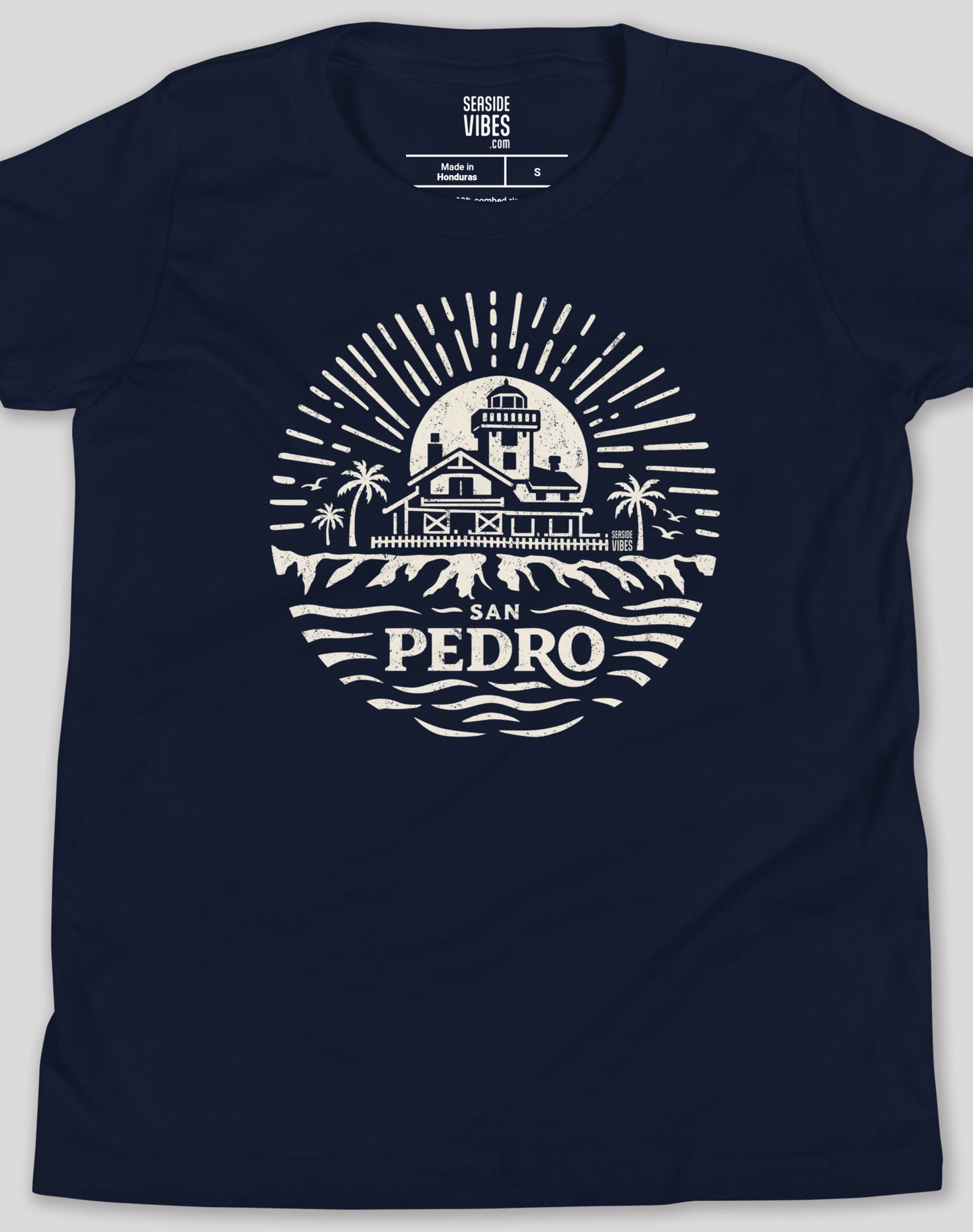 Youth: Point Fermin Lighthouse Sunrise Tee | Navy