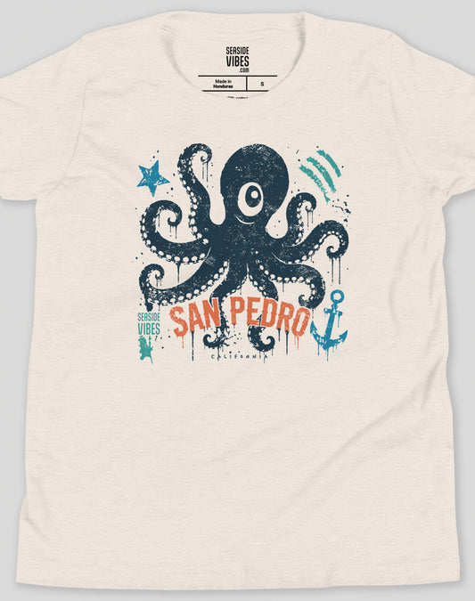 Youth: San Pedro One-Eyed Octopus Tee | Heather Dust