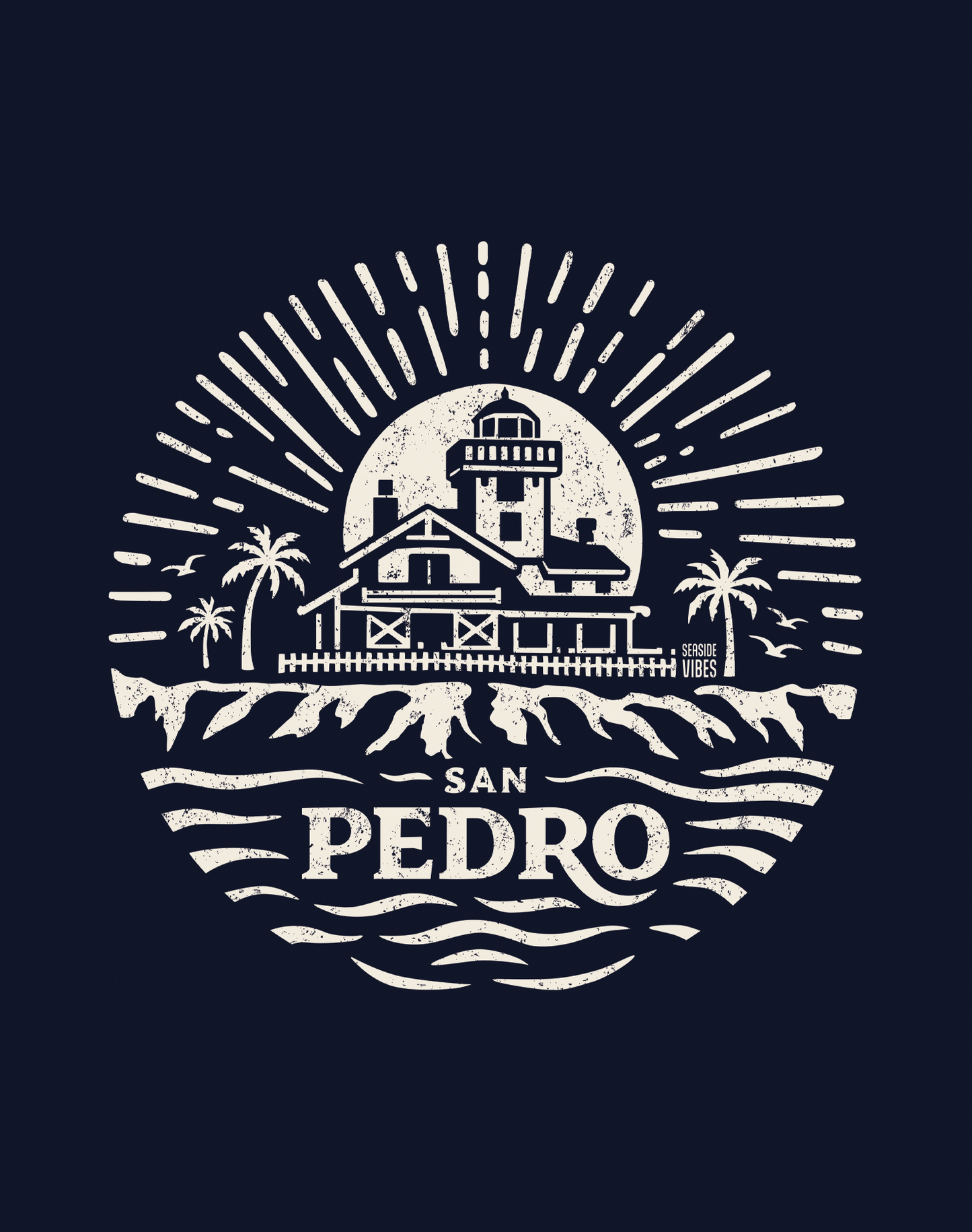 Youth: Point Fermin Lighthouse Sunrise Tee | Navy