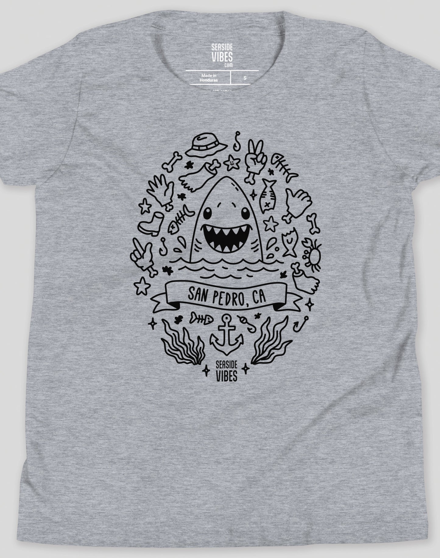 Youth: San Pedro Shark Attack! Tee | Athletic Heather