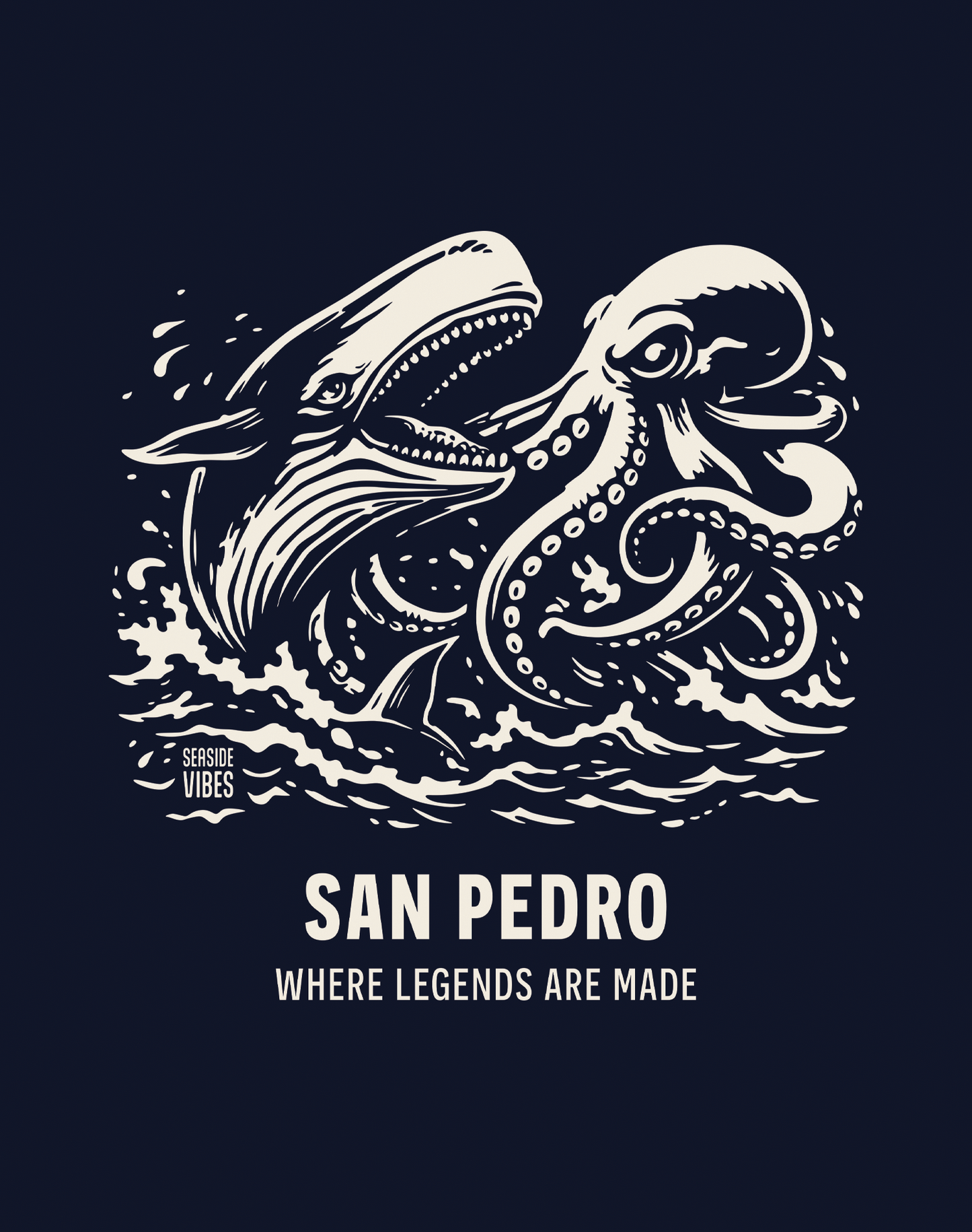 Youth: San Pedro Octopus vs Whale Legends Tee | Navy