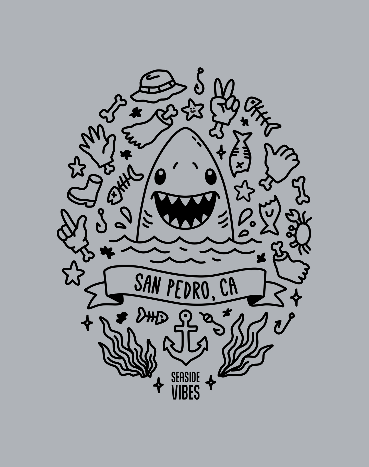 Youth: San Pedro Shark Attack! Tee | Athletic Heather