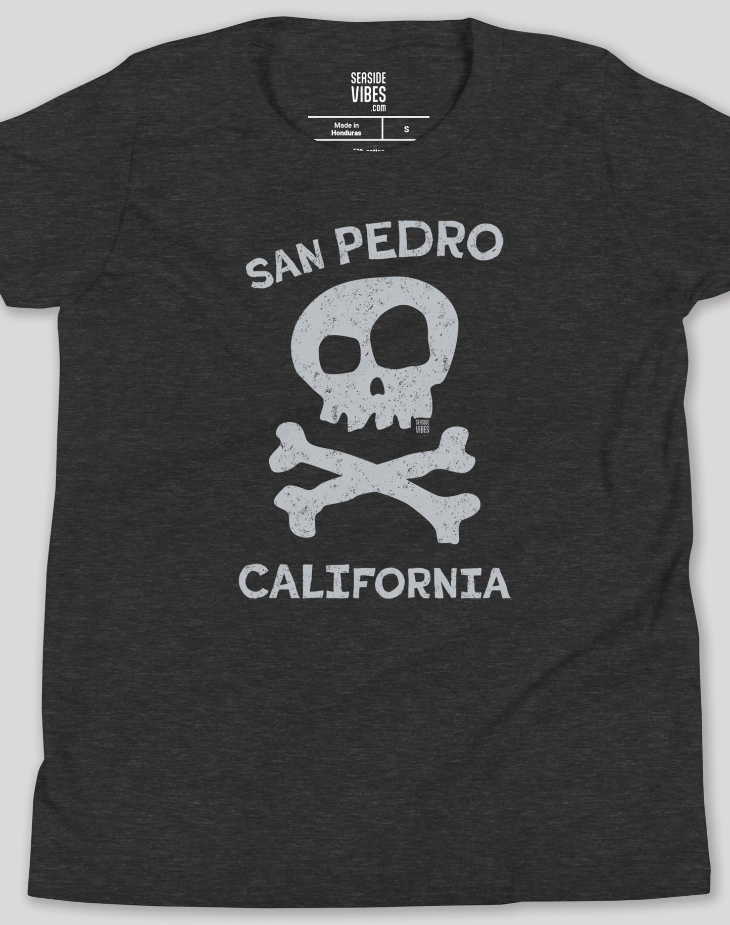 Youth: San Pedro Skull and Bones Tee | Dark Grey Heather