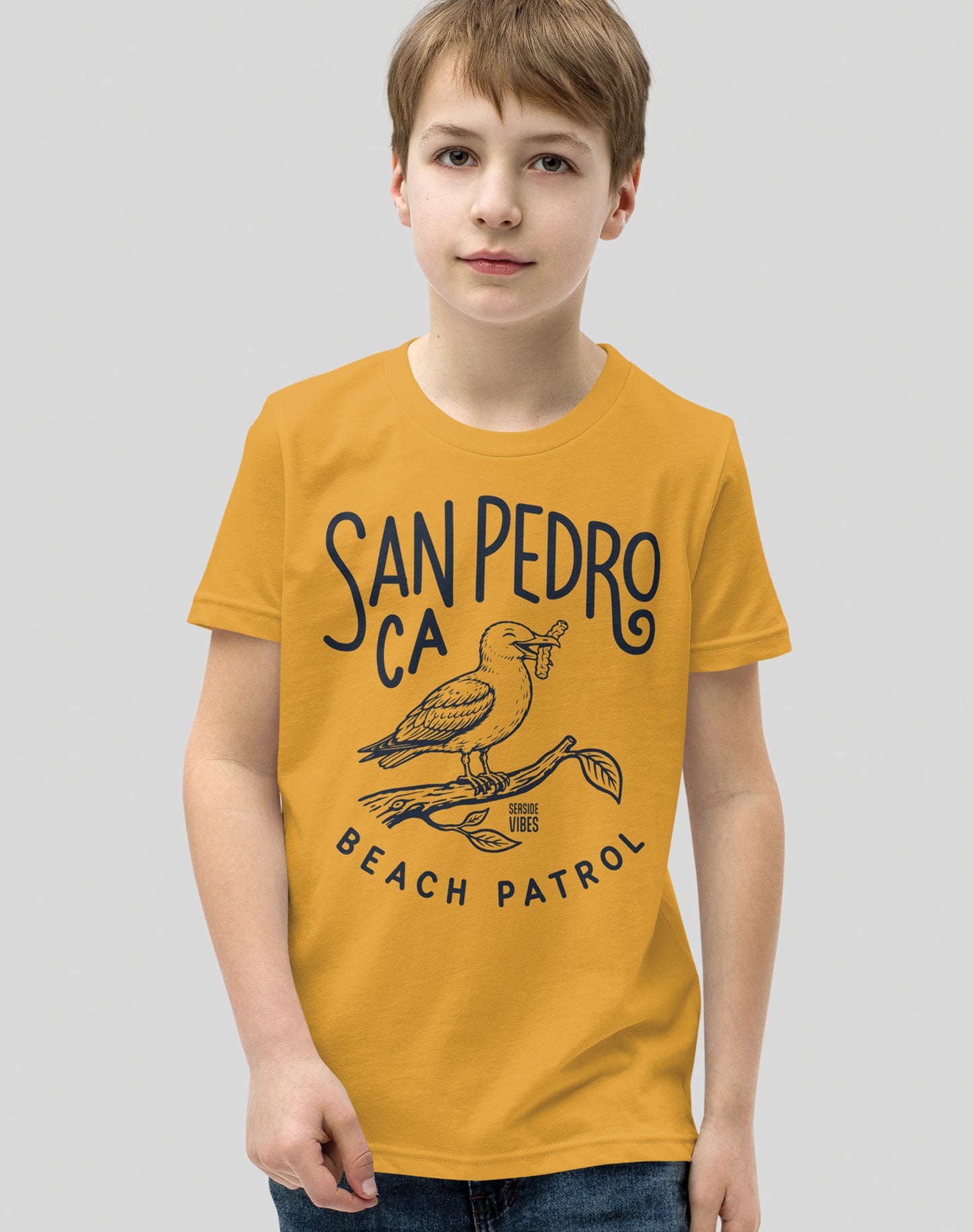 Youth: San Pedro Beach Patrol Seagull Tee | Mustard