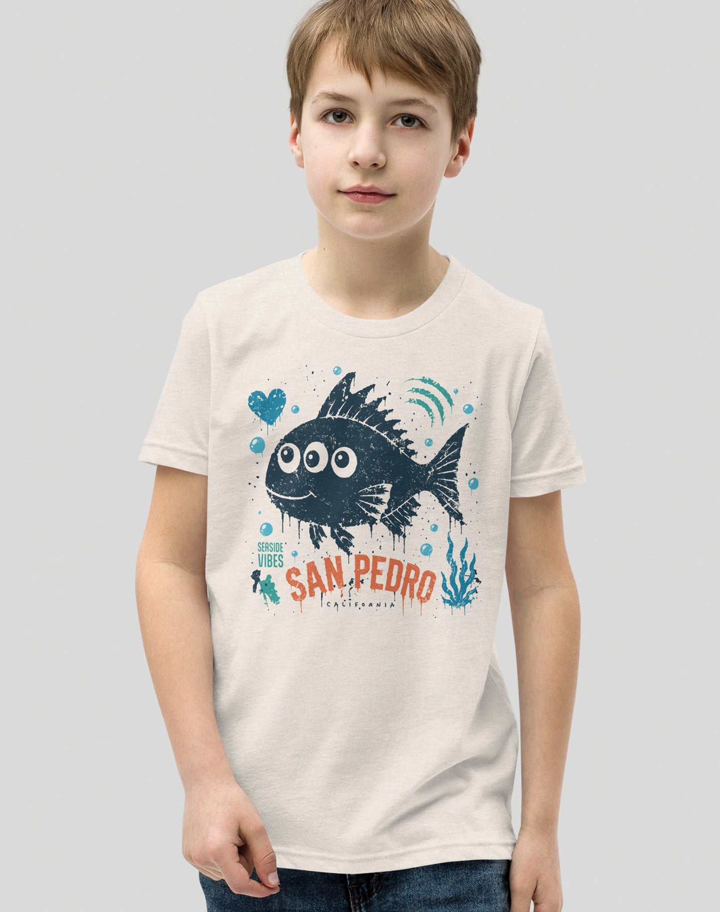 Youth: San Pedro Three-Eyed Fish Tee | Heather Dust
