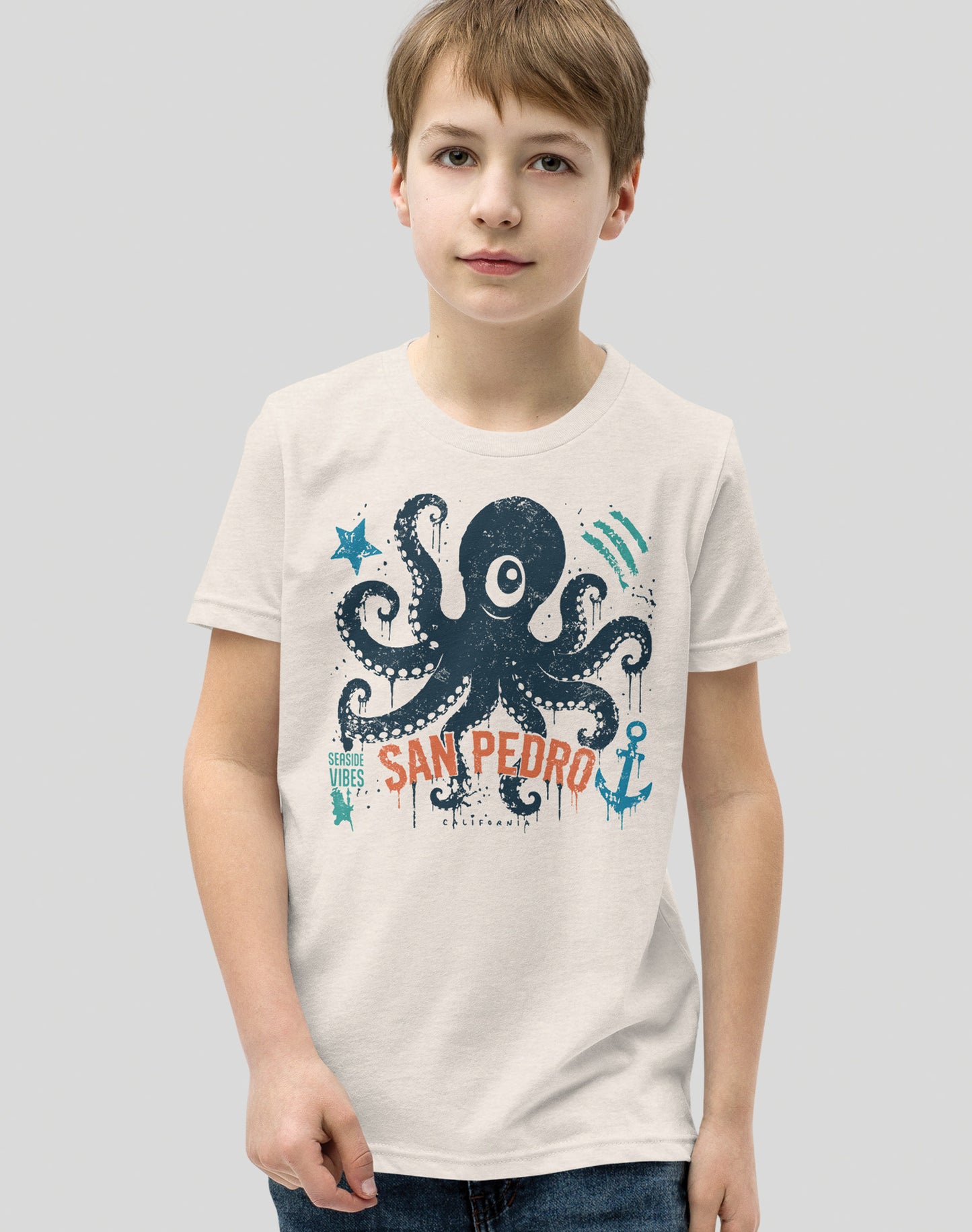 Youth: San Pedro One-Eyed Octopus Tee | Heather Dust