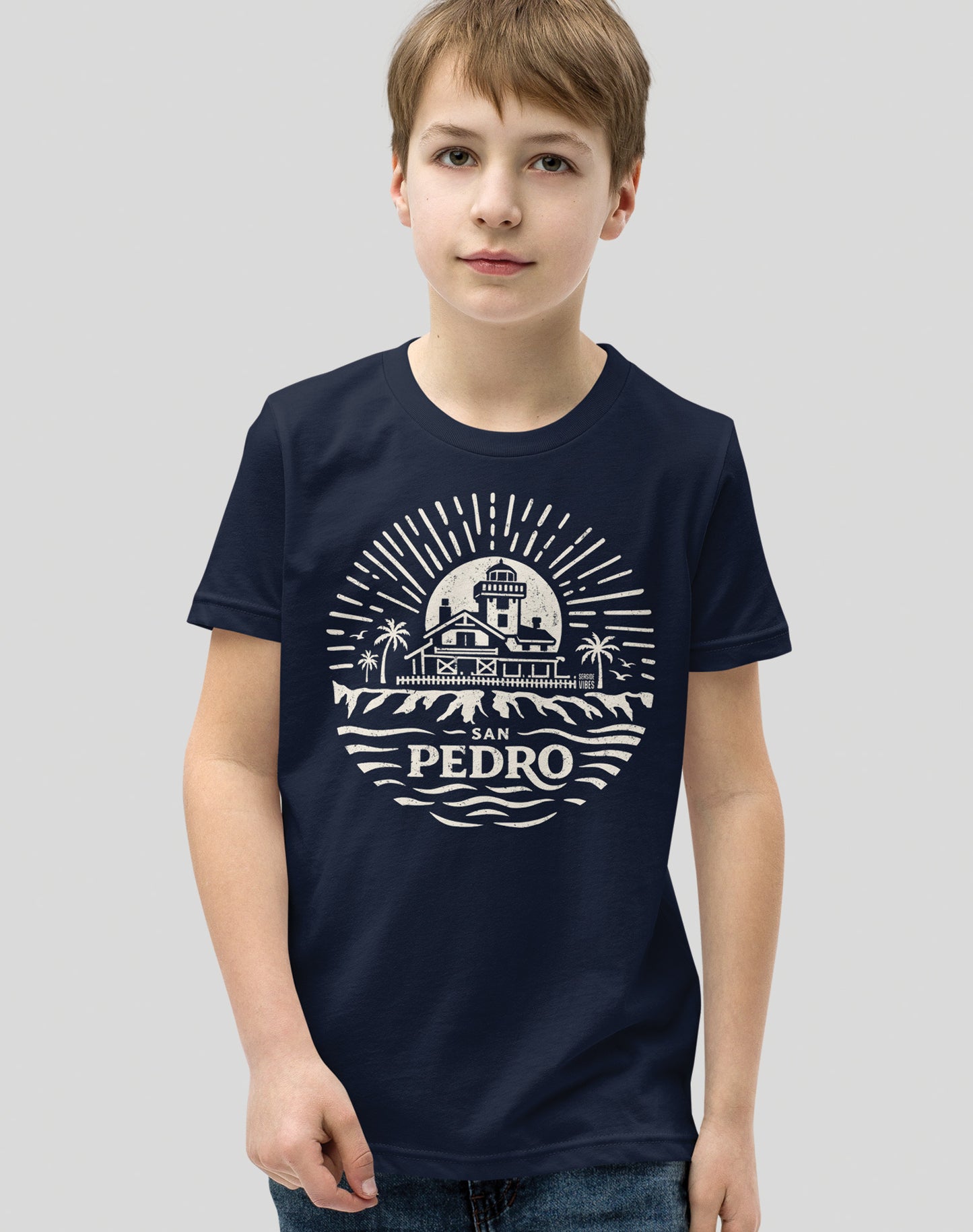 Youth: Point Fermin Lighthouse Sunrise Tee | Navy