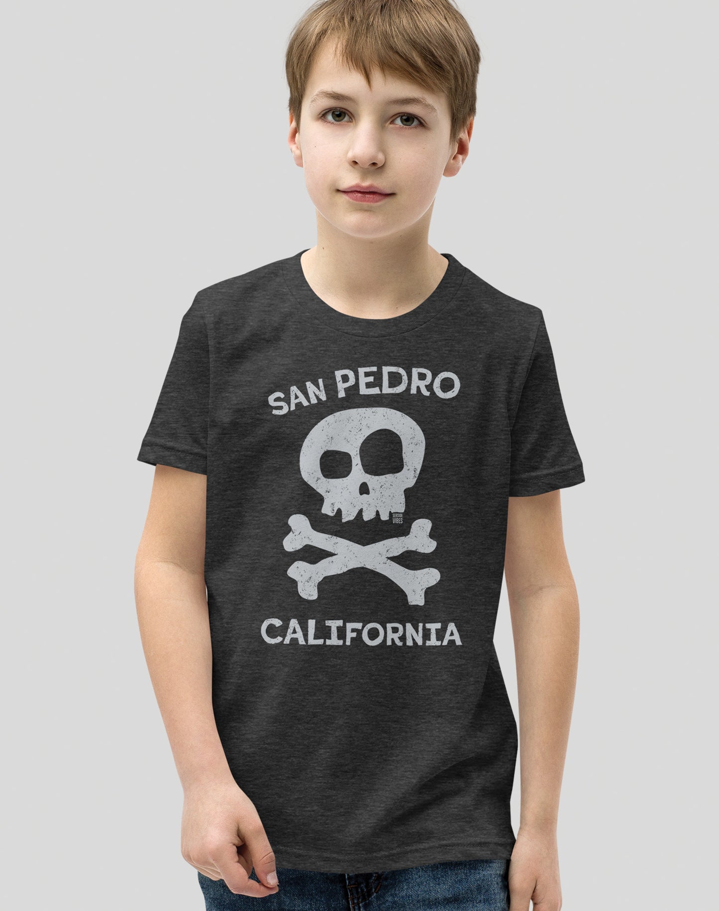 Youth: San Pedro Skull and Bones Tee | Dark Grey Heather